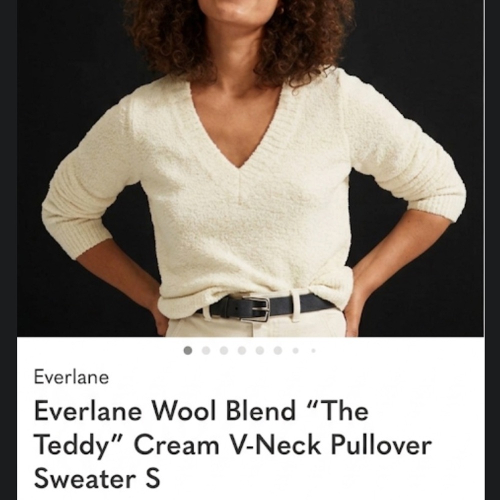 Everlane the Teddy Sherpa Women's Small Cream 
 ivory V-Neck Sweater 65%wool S